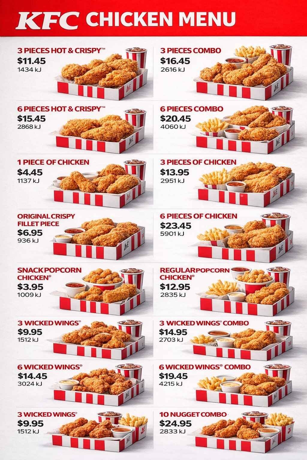 KFC Chicken Menu